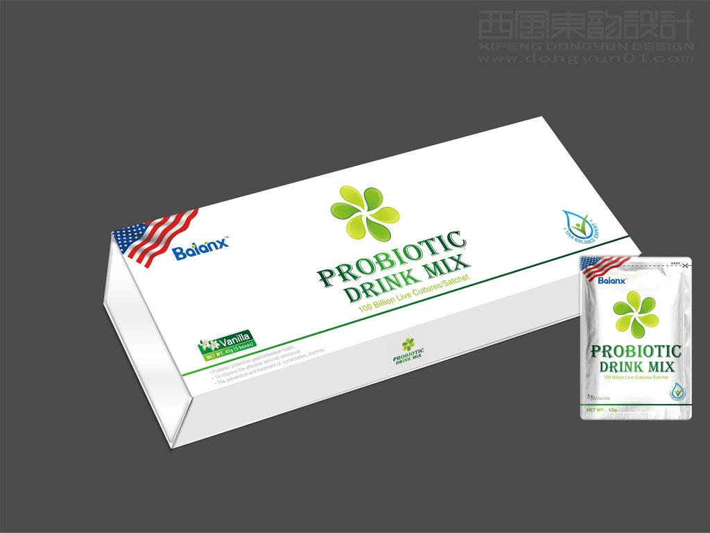 美國進口PROBIOTIC DRINK MIX藥品包裝設(shè)計