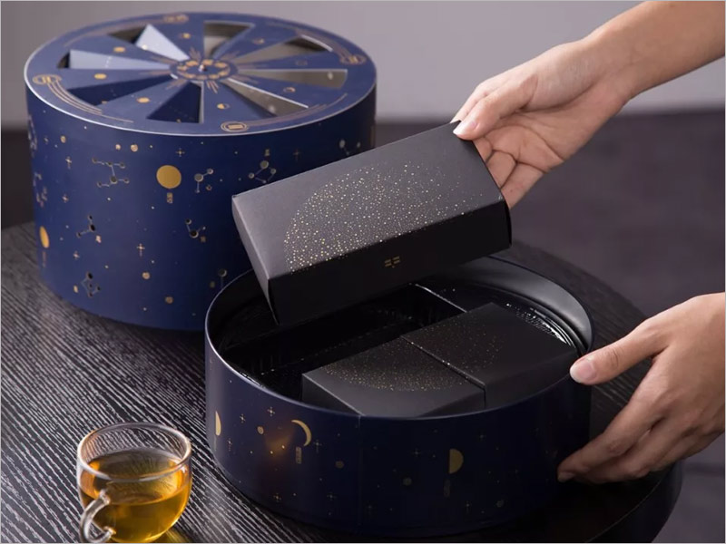 斗轉(zhuǎn)星移月餅禮盒包裝設(shè)計，簡潔的星空，浪漫的情懷