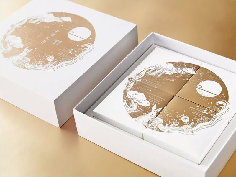 十渡心月月餅包裝設(shè)計，一個金色做出豐富完美的效果