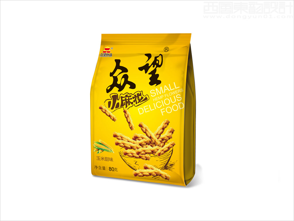 湖北眾望科工貿(mào)有限公司眾望玉米甜味小麻花休閑食品包裝袋設(shè)計