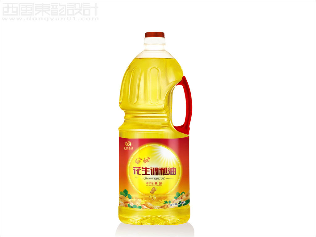 河南何其美農(nóng)業(yè)有限公司金穗五福品牌花生調和油1.8升桶裝包裝設計