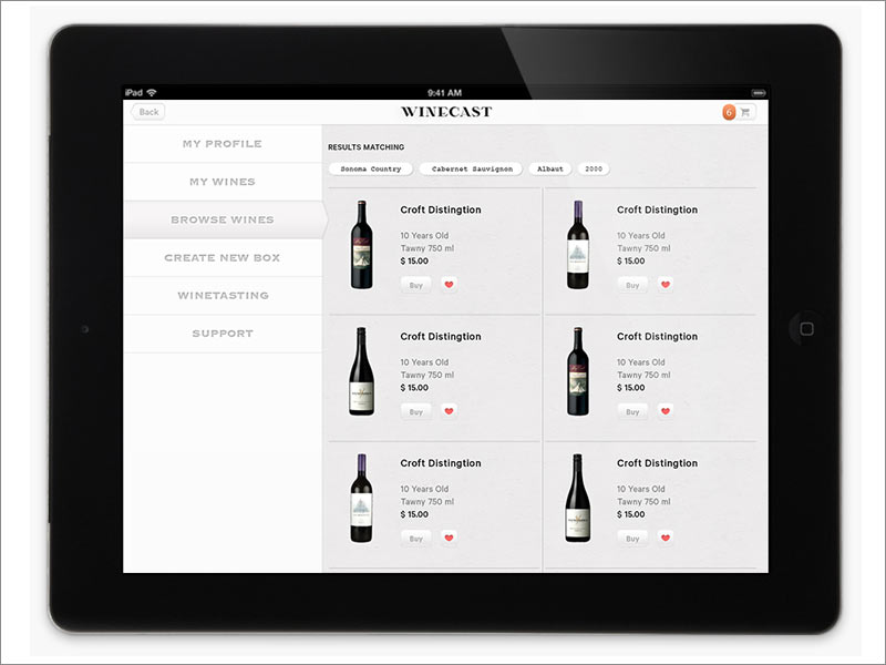 荷蘭在線品酒品牌Winecast ipad端網(wǎng)站內(nèi)頁設計