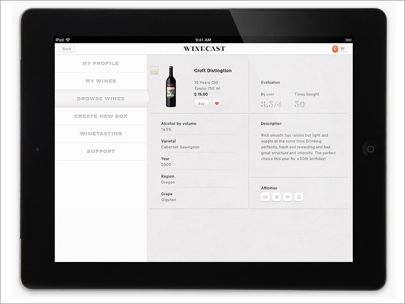 荷蘭在線品酒品牌Winecast ipad端網(wǎng)站內(nèi)頁設計