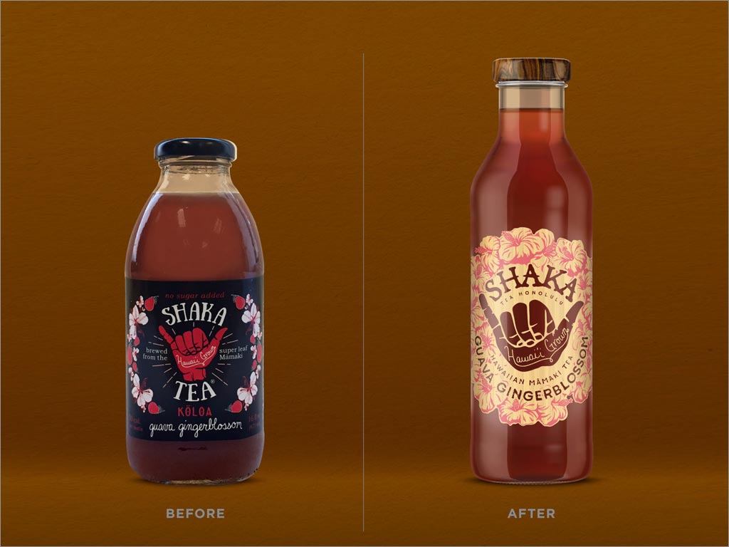 夏威夷Shaka茶新舊包裝設計對比