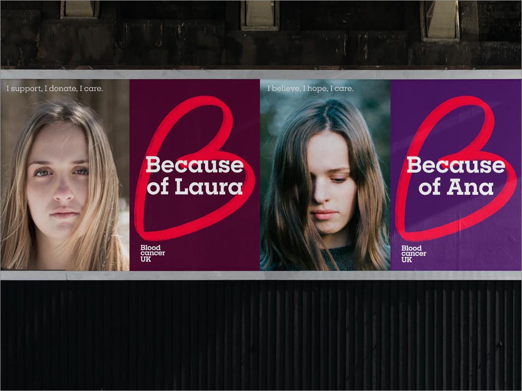英國血液癌癥協(xié)會(huì)Blood Cancer UK品牌形象設(shè)計(jì)之海報(bào)設(shè)計(jì)