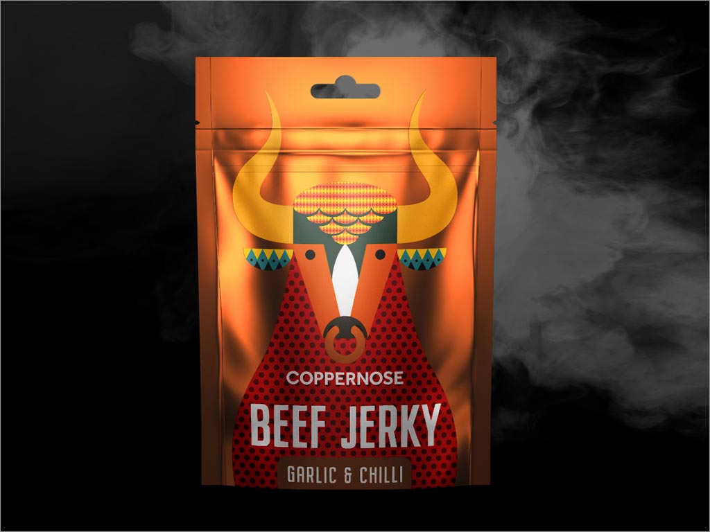 英國(guó)Coppernose beef Jerky香辣味牛肉干休閑食品包裝設(shè)計(jì)