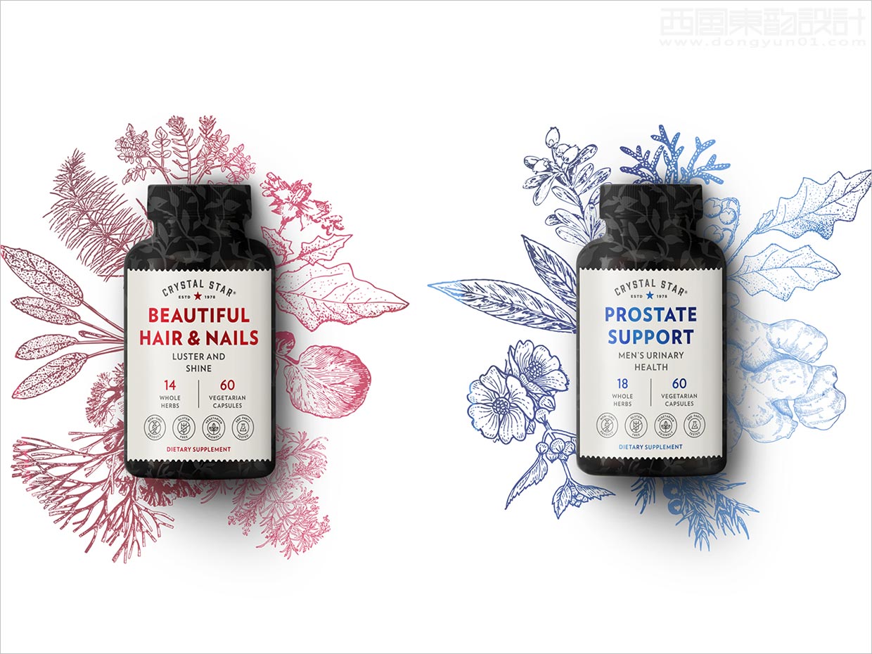 美國Crystal Star營養(yǎng)補(bǔ)品保健品包裝設(shè)計(jì)