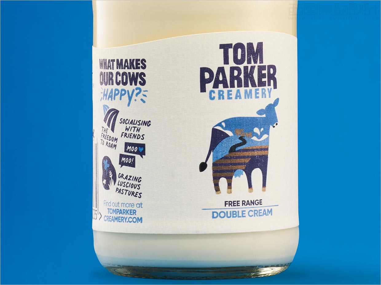 英國(guó)Tom Parker Creamery牛奶包裝設(shè)計(jì)之瓶標(biāo)設(shè)計(jì)