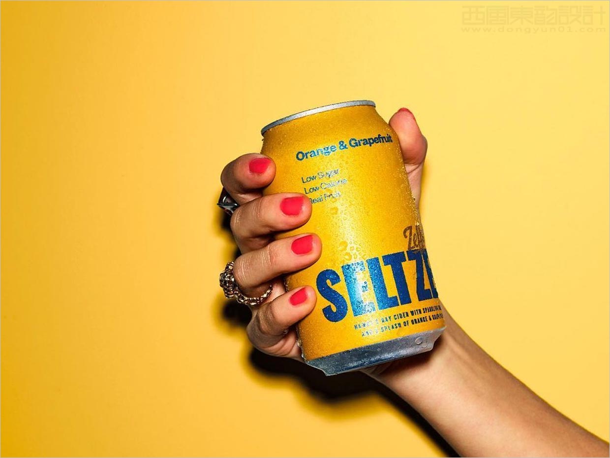 采用醒目品牌字體設(shè)計(jì)的新西蘭Zeffer蘋果酒蘇打水飲料包裝設(shè)計(jì)