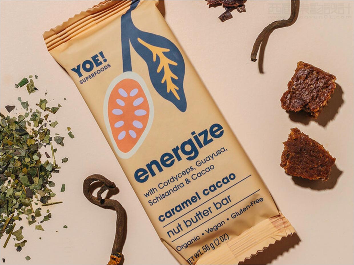 美國Yoe堅果代餐能量棒運動營養(yǎng)食品包裝設計之實物照片
