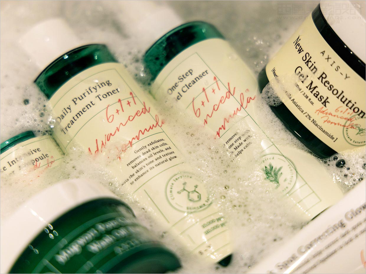 韓國(guó)AXIS-Y清潔美容化妝品包裝設(shè)計(jì)之實(shí)物照片