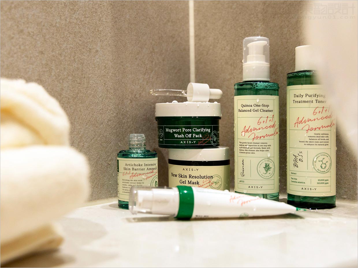 韓國(guó)AXIS-Y清潔美容化妝品包裝設(shè)計(jì)之實(shí)物照片