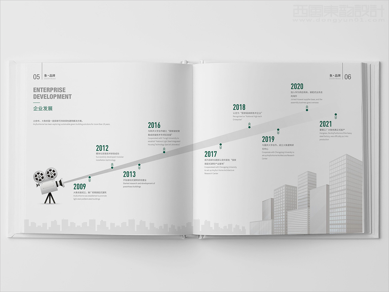 山東日照大象房屋建設(shè)公司畫冊(cè)設(shè)計(jì)之企業(yè)發(fā)展歷程內(nèi)頁(yè)設(shè)計(jì)