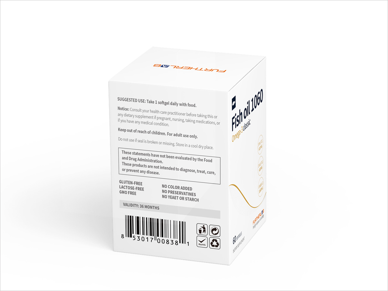 FURTHERLAB魚油保健品包裝設(shè)計之側(cè)面展示