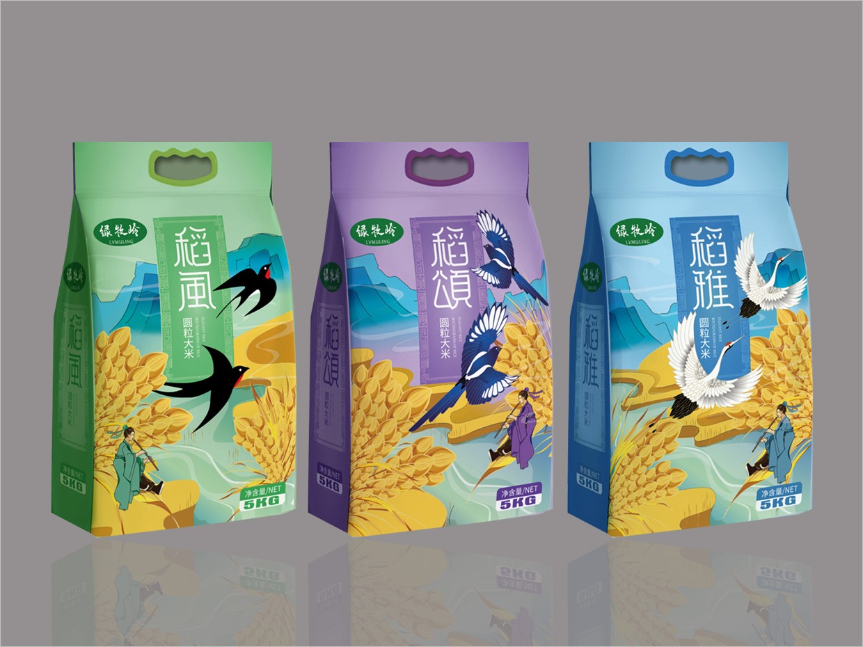 綠牧嶺大米農產品包裝設計之集合圖